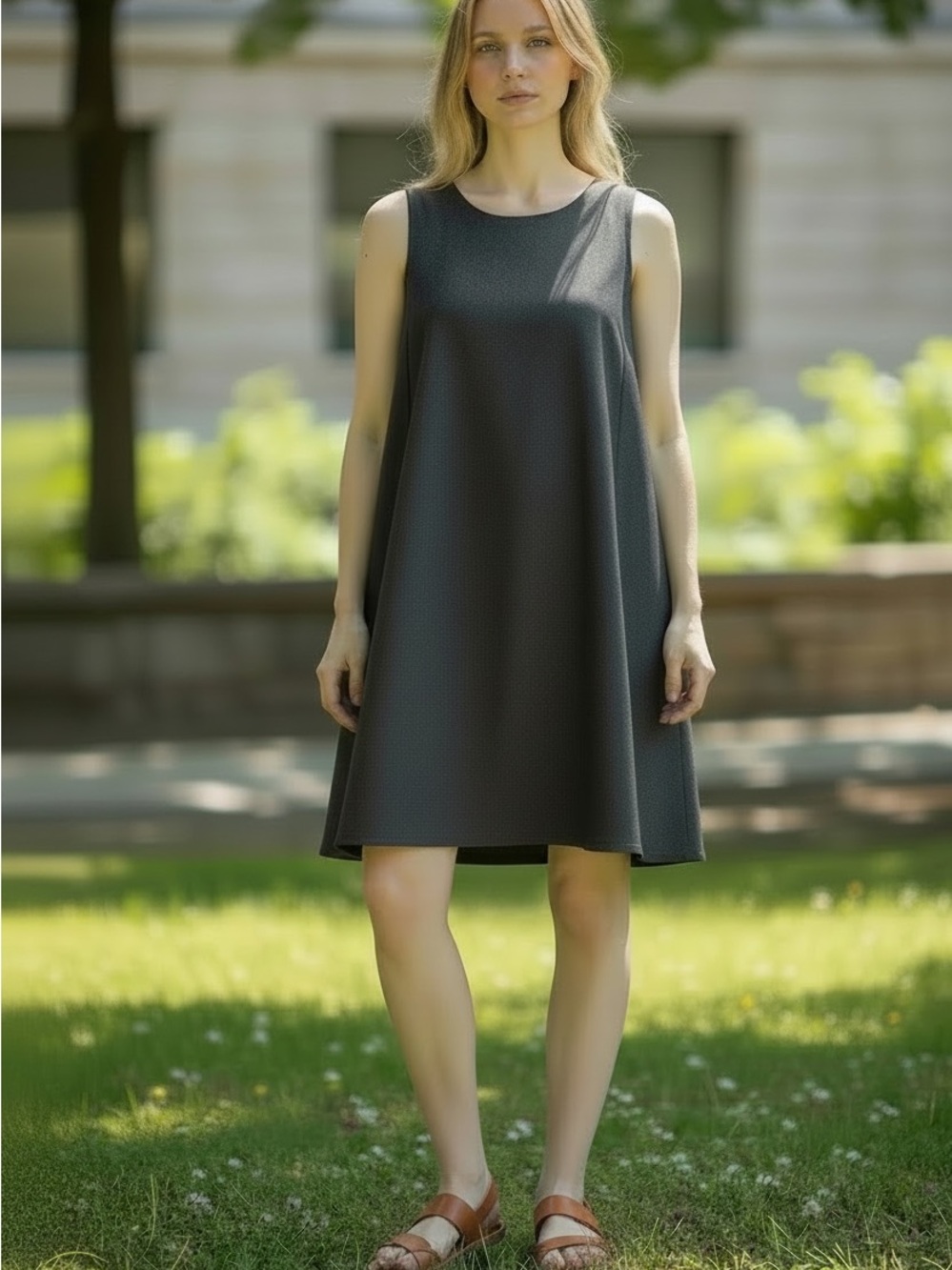 Calvin Klein Sleeveless Dress with Pockets XL Blue/Grey NWOT